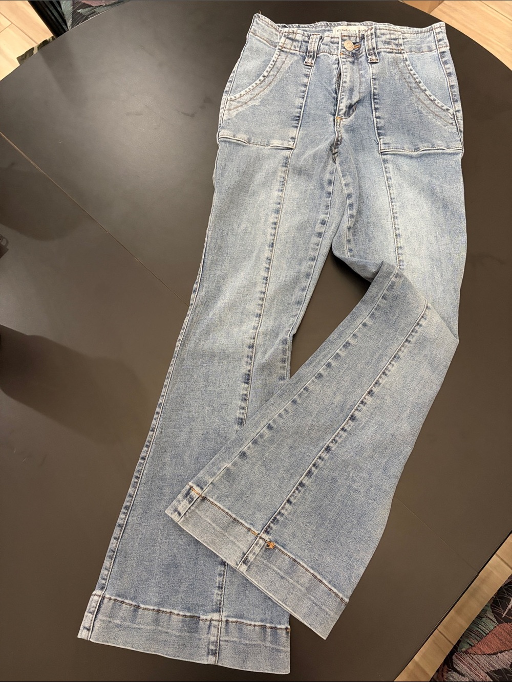 Madden Girl Light Wash Flared Wide-Leg Jeans size 5 junior